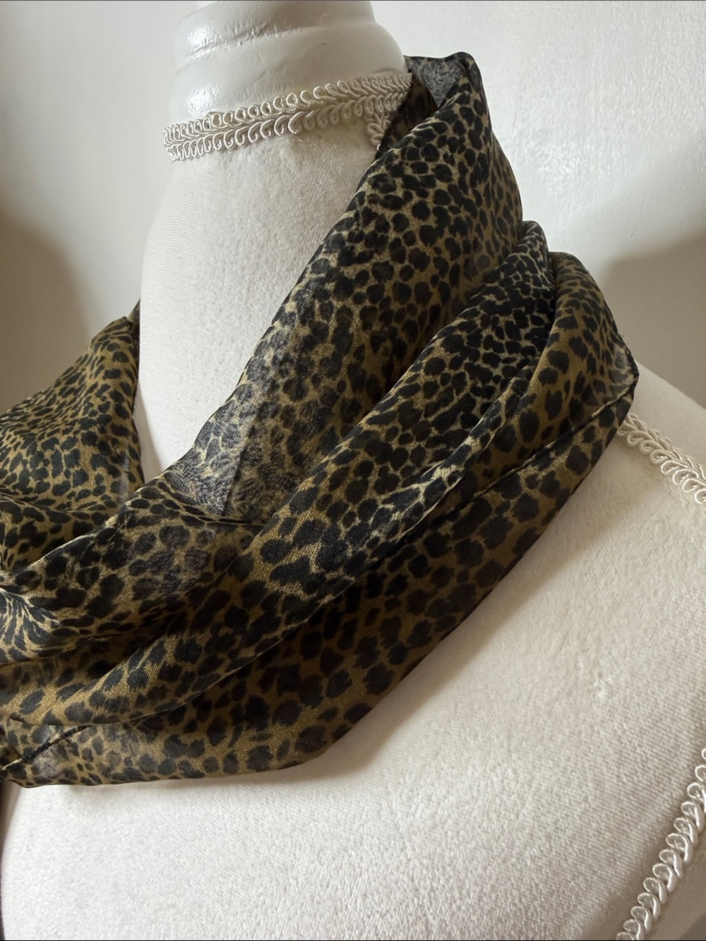 Sheer Lightweight brown & blk Leopard Print Scarf